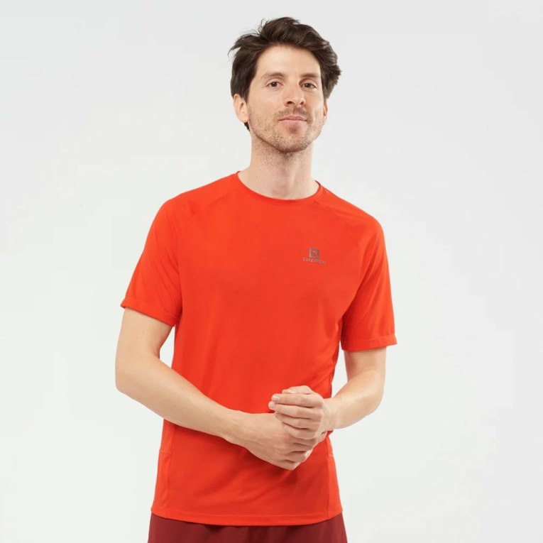 Camiseta Salomon Cross Rebel Corta Sleeve Hombre Naranjas | MX CLVN908